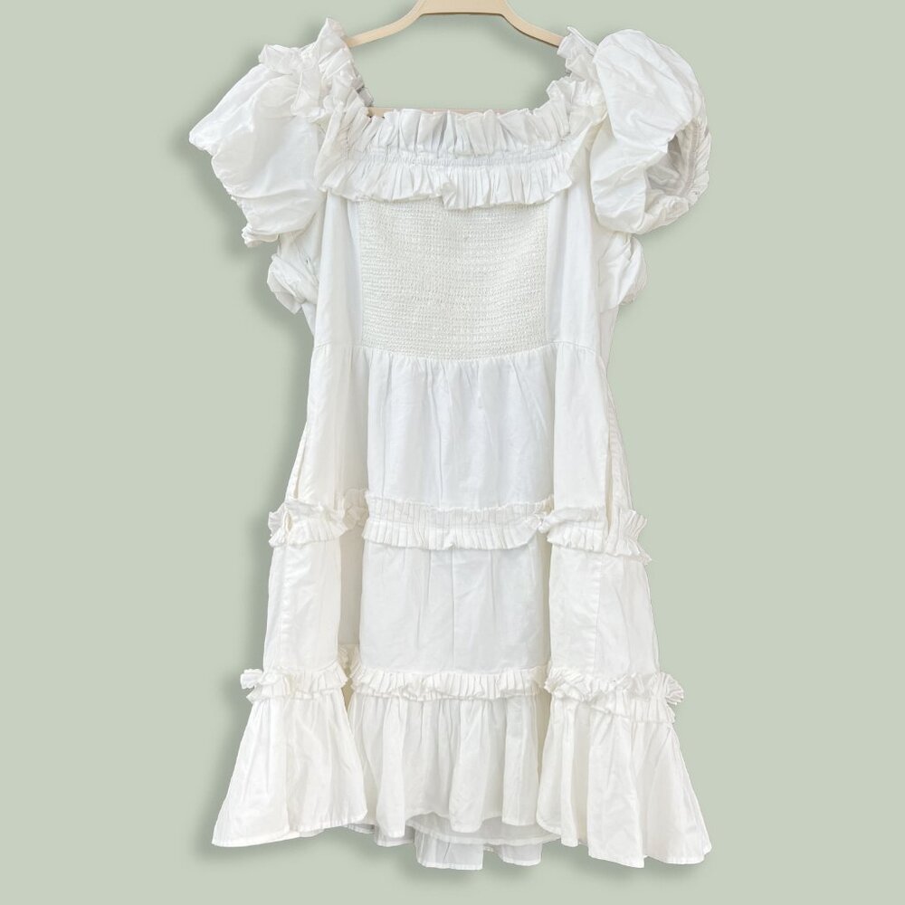 Love The Label | White Cotton Tiered Ruffle Mini Dress | L | Minor Flaws - Picture 6 of 15